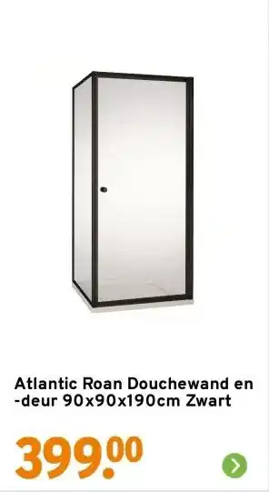 GAMMA Atlantic Roan Douchewand en -deur 90x90x190cm Zwart aanbieding
