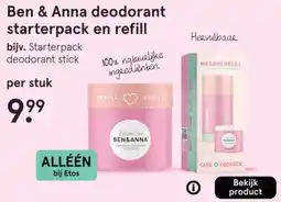 Etos Ben & Anna deodorant starterpack en refill aanbieding