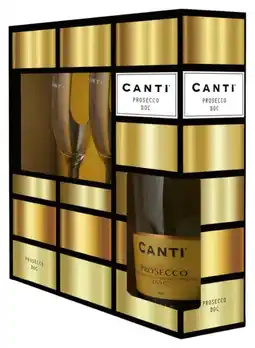 Gall & Gall Canti Prosecco met 2 Glazen Cadeauverpakking 75CL Mousserend aanbieding