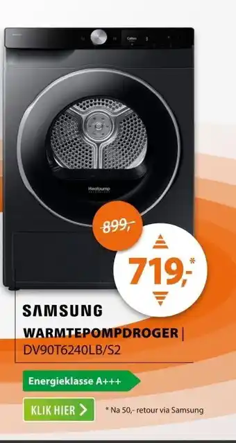 Expert Samsung DV90T6240LB/S2 Zwart aanbieding
