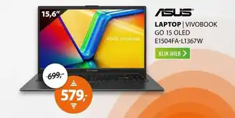 Expert Asus Vivobook Go 15 OLED E1504FA-L1367W Zwart aanbieding