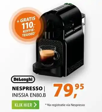 Expert DeLonghi Nespresso Inissia EN80.B Zwart aanbieding
