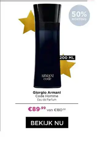 ICI Paris XL Giorgio Armani Code Homme Eau De Parfum 50% Korting aanbieding