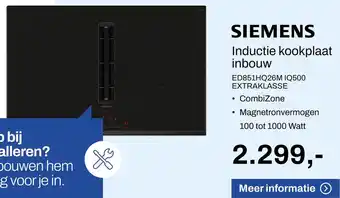 De Witgoed Specialist SIEMENS Inductie kookplaat inbouw aanbieding