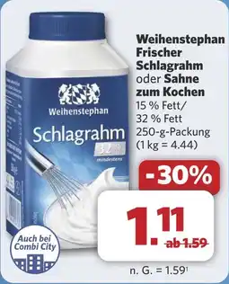 Combi Weihenstephan Frischer Schlagrahm oder Sahne zum Kochen aanbieding