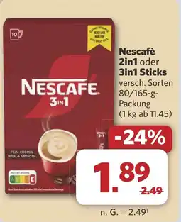 Combi Nescafè 2in1 oder 3in1 Sticks aanbieding