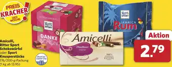 Combi Amicelli, Ritter Sport Schokowürfel oder Sport Knusperstücke aanbieding