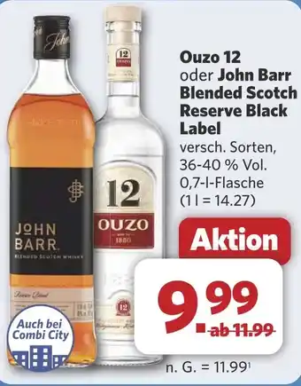 Combi Ouzo 12 oder John Barr Blended Scotch Reserve Black Label aanbieding