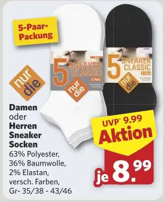 Combi Damen oder Herren Sneaker Socken aanbieding