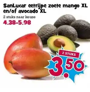 Boon`s Markt SanLucar eetrijpe zoete mango XL en/of avocado XL aanbieding