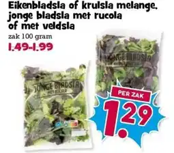 Boon`s Markt Eikenbladsla of krulsla melange. jonge bladsla met rucola of met veldsla aanbieding