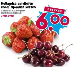 Boon`s Markt Hollandse aardbeien en/of Spaanse kersen aanbieding