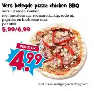 Boon`s Markt Vers belegde pizza chicken BBQ aanbieding