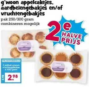 Boon`s Markt g'woon appelcakejes. aardbeiengebakjes en/of vruchtengebakjes pak 250/300 gram combineren mogelijk aanbieding