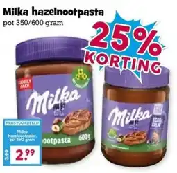 Boon`s Markt Milka hazelnootpasta aanbieding