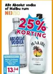 Boon`s Markt Alle Absolut vodka of Malibu rum aanbieding