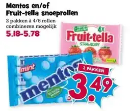 Boon`s Markt Mentos en/of Fruit-tella snoeprollen aanbieding