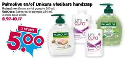 Boon`s Markt Palmolive en/of Unicura vloeibare handzeep aanbieding