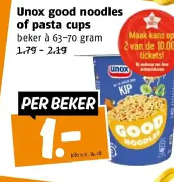 Poiesz Unox good noodles of pasta cups aanbieding