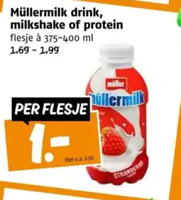 Poiesz Müllermilk drink, milkshake of protein aanbieding