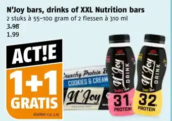 Poiesz N'Joy bars, drinks of XXL Nutrition bars aanbieding