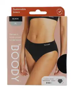 De Online Drogist Boody Menstruatieondergoed Bikinislip Zwart Normaal/Hevig Maat XL aanbieding