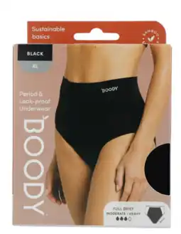 De Online Drogist Boody Menstruatieondergoed Tailleslip Zwart Normaal/Hevig Maat XL aanbieding