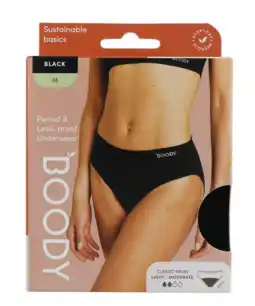 De Online Drogist Boody Menstruatieondergoed Bikinislip Zwart Licht / Normaal Maat M aanbieding