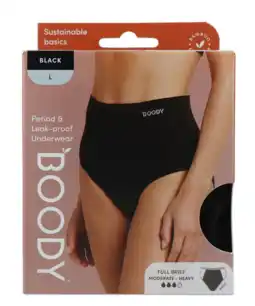 De Online Drogist Boody Menstruatieondergoed Tailleslip Zwart Normaal/Hevig Maat L aanbieding