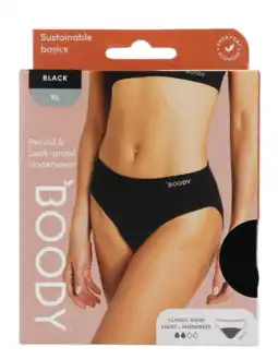 De Online Drogist Boody Menstruatieondergoed Bikinislip Zwart Licht / Normaal Maat XL aanbieding