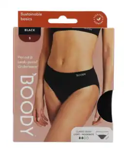 De Online Drogist Boody Menstruatieondergoed Bikinislip Zwart Licht / Normaal Maat S aanbieding