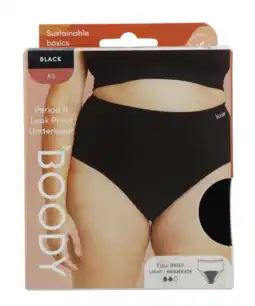 De Online Drogist Boody Menstruatieondergoed Tailleslip Zwart Licht/Normaal Maat XS aanbieding