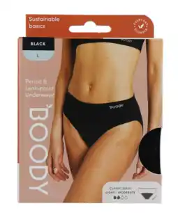 De Online Drogist Boody Menstruatieondergoed Bikinislip Zwart Licht / Normaal Maat L aanbieding