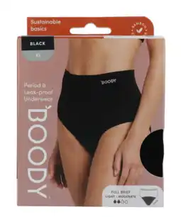 De Online Drogist Boody Menstruatieondergoed Tailleslip Zwart Licht/Normaal Maat XL aanbieding