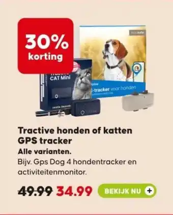 Pets Place Tractive honden of katten GPS tracker aanbieding