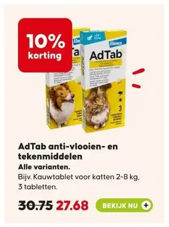 Pets Place AdTab anti vlooien en tekenmiddelen aanbieding