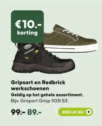 Pets Place Gripsort en Redbrick werkschoenen aanbieding