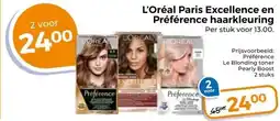 Trekpleister L'Oréal Paris Excellence en Préférence haarkleuring aanbieding