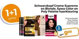 Trekpleister Schwarzkopf Creme Supreme en Blonde, Syoss Color en Poly Palette haarkleuring aanbieding