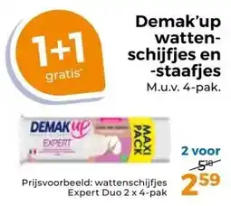 Trekpleister Demak'up watten- schijfjes en -staafjes M.u.v. 4-pak. aanbieding