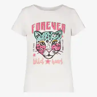 Scapino TwoDay meisjes T-shirt met panter wit aanbieding