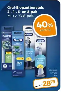 Trekpleister Oral-B opzetborstels 2-, 4-, 6- en 8-pak M.u.v. iO 8-pak. aanbieding