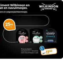Trekpleister Keuze uit het hele assortiment Wilkinson en Intuition scheerapparaat en navulmesjes. aanbieding
