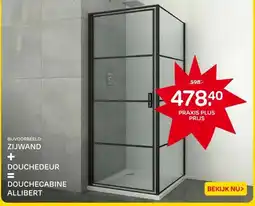 Praxis ZIJWAND + DOUCHEDEUR = DOUCHECABINE ALLIBERT aanbieding