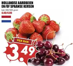 MCD Supermarkt HOLLANDSE AARDBEIEN EN/OF SPAANSE KERSEN aanbieding