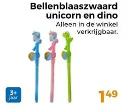 Trekpleister Bellenblaaszwaard unicorn en dino aanbieding