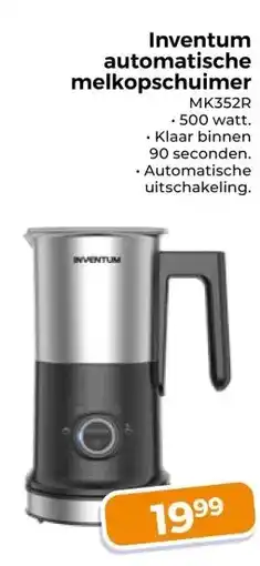 Trekpleister Inventum automatische melkopschuimer aanbieding