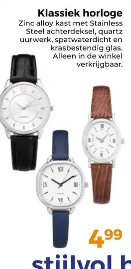 Trekpleister Klassiek horloge aanbieding