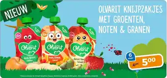Trekpleister OLVARIT KNIJPZAKJES MET GROENTEN, NOTEN & GRANEN aanbieding