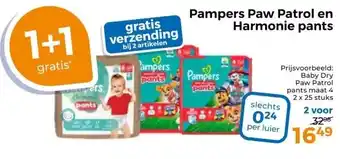 Trekpleister Pampers Paw Patrol en Harmonie pants aanbieding